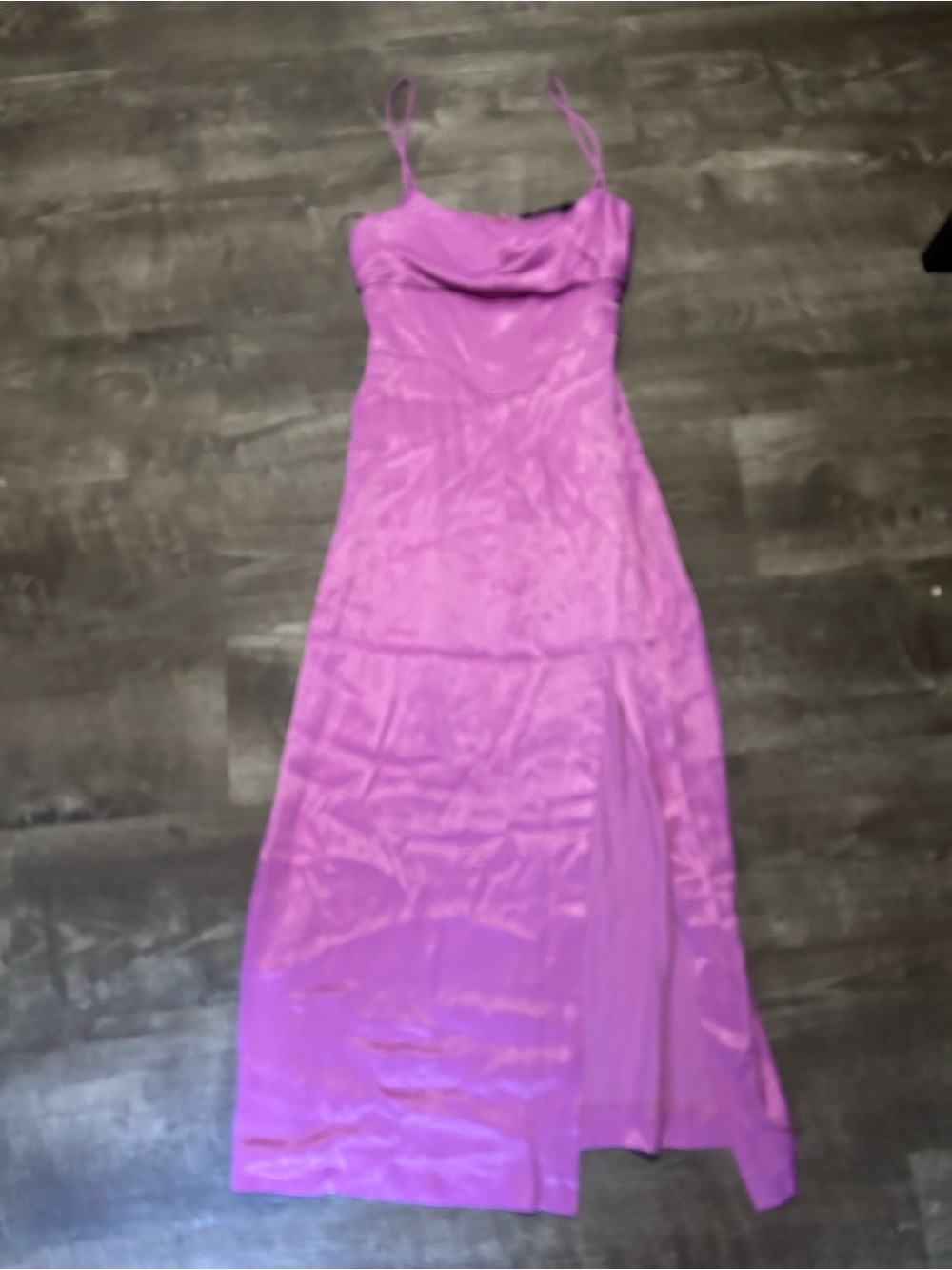 Zara Purple Satin Slip Dress with Spaghetti Straps